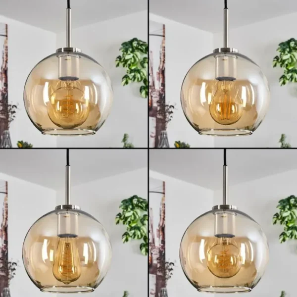hofstein Suspension Verre 20 cm Koyoto Noir, Argenté, 1 lumière* Lampes En Verre