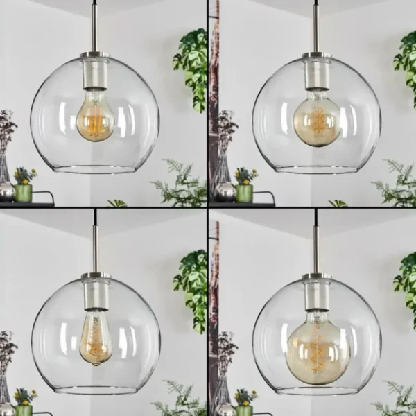 hofstein Suspension Verre 25 cm Koyoto Noir, Argenté, 1 lumière* Lampes En Verre