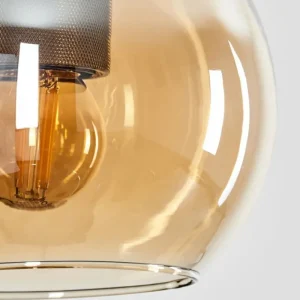 hofstein Suspension Verre 15 cm Koyoto Acier inoxydable, Noir, 1 lumière* Lampes En Verre