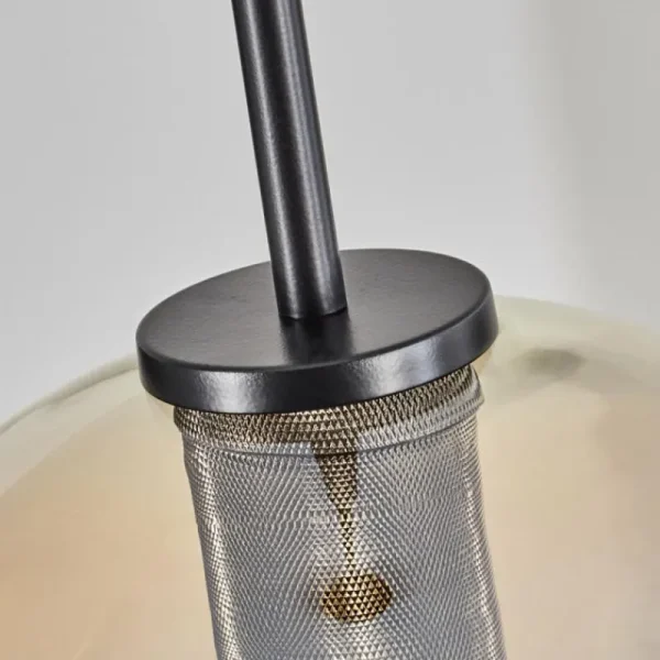 hofstein Suspension Verre 25 cm Koyoto Acier inoxydable, Noir, 1 lumière* Lampes En Verre