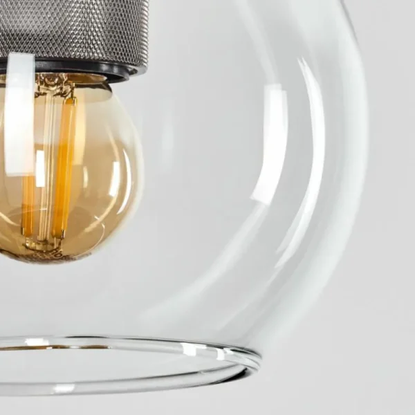 hofstein Suspension Verre 15 cm Koyoto Acier inoxydable, Noir, 1 lumière* Lampes En Verre