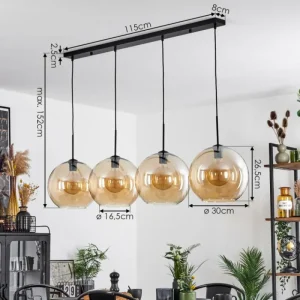 hofstein Suspension Verre 30 cm Koyoto Ambre, 4 lumières* Lampes En Verre