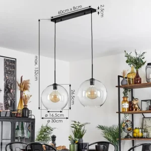 hofstein Suspension Verre 30 cm Koyoto Clair, 2 lumières* Lampes En Verre