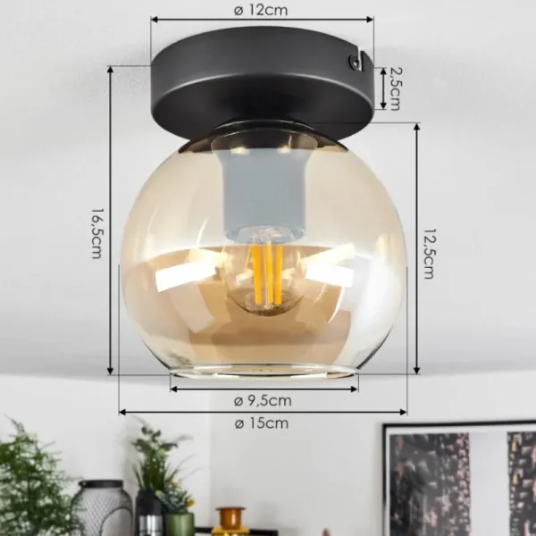 hofstein Suspension Verre 15 cm Koyoto Ambre, 1 lumière* Lampes En Verre