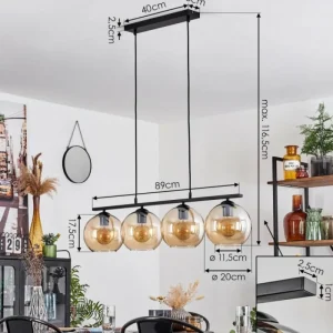 hofstein Suspension Verre 20 cm Koyoto Ambre, 4 lumières* Lampes En Verre