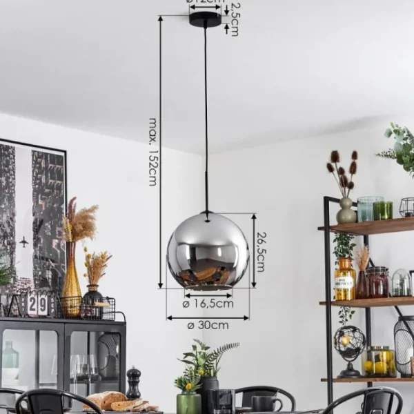 hofstein Suspension Verre 30 cm Koyoto Chrome, 1 lumière* Lampes En Verre