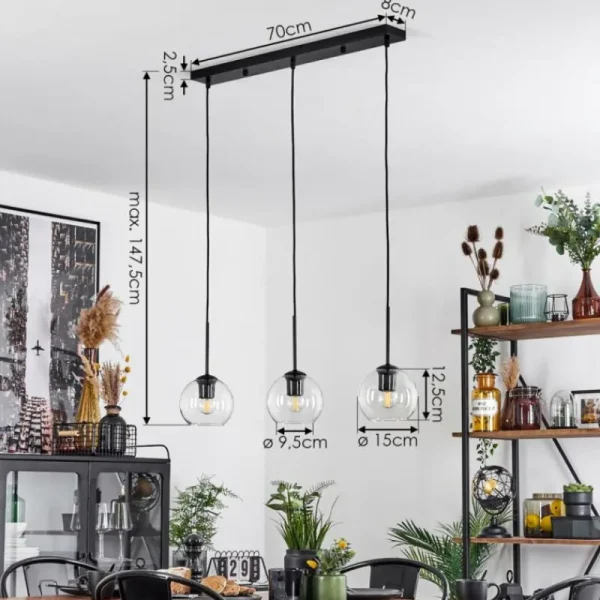 hofstein Suspension Verre 15 cm Koyoto Clair, 3 lumières* Lampes En Verre
