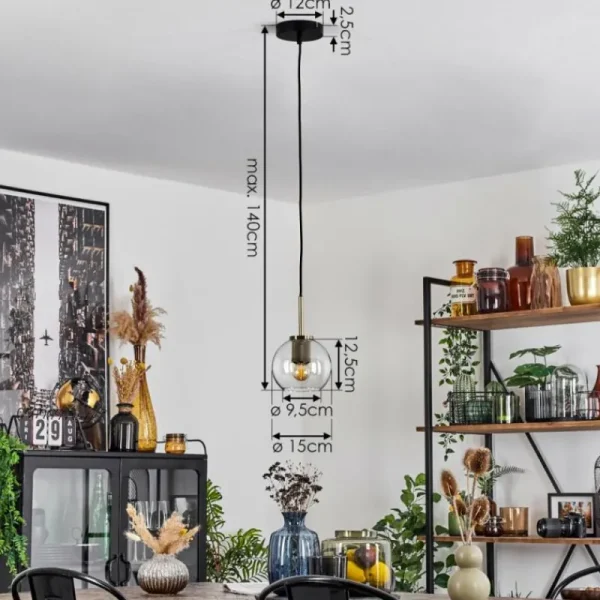 hofstein Suspension Verre 15 cm Koyoto Vieux laiton, 1 lumière* Lampes En Verre