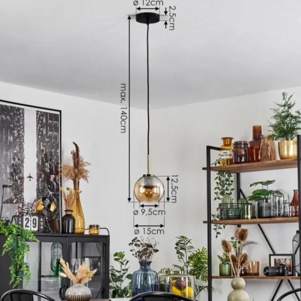 hofstein Suspension Verre 15 cm Koyoto Vieux laiton, 1 lumière* Lampes En Verre