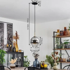 hofstein Suspension Verre 20 cm Koyoto Vieux laiton, 1 lumière* Lampes En Verre