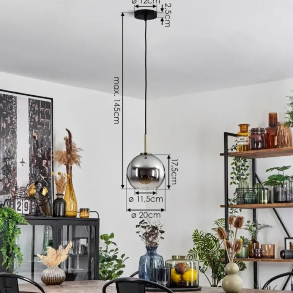 hofstein Suspension Verre 20 cm Koyoto Vieux laiton, 1 lumière* Lampes En Verre