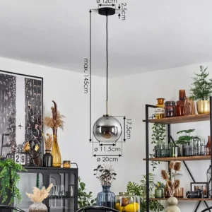 hofstein Suspension Verre 20 cm Koyoto Vieux laiton, 1 lumière* Lampes En Verre