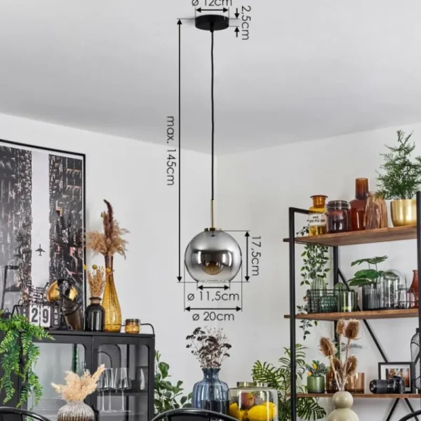 hofstein Suspension Verre 20 cm Koyoto Vieux laiton, 1 lumière* Lampes En Verre