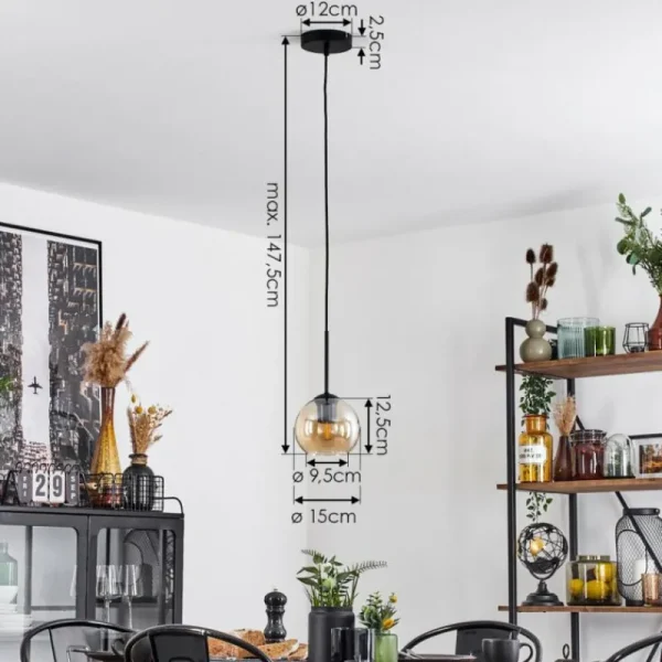 hofstein Suspension Verre 15 cm Koyoto Ambre, 1 lumière* Lampes En Verre