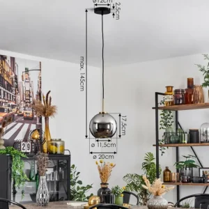 hofstein Suspension Verre 20 cm Koyoto Or, Noir, 1 lumière* Lampes En Verre