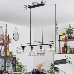 hofstein Suspension Verre 15 cm Koyoto Clair, 4 lumières* Lampes En Verre