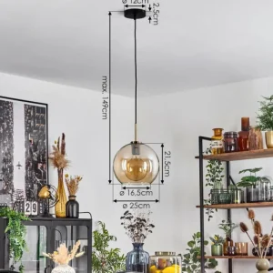 hofstein Suspension Verre 25 cm Koyoto Vieux laiton, 1 lumière* Lampes En Verre