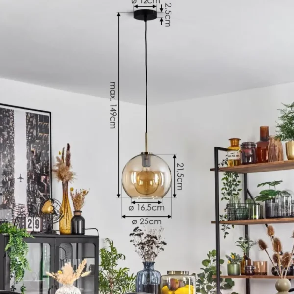 hofstein Suspension Verre 25 cm Koyoto Vieux laiton, 1 lumière* Lampes En Verre