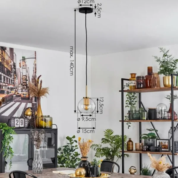 hofstein Suspension Verre 15 cm Koyoto Or, 1 lumière* Lampes En Verre