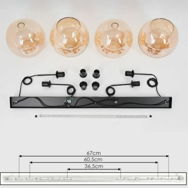 hofstein Suspension Verre 30 cm Koyoto Ambre, 4 lumières* Lampes En Verre