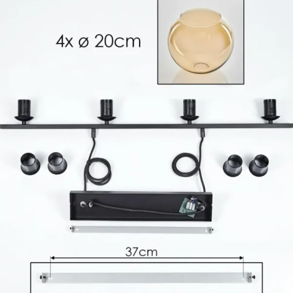hofstein Suspension Verre 20 cm Koyoto Ambre, 4 lumières* Lampes En Verre