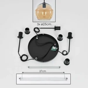 hofstein Suspension Verre 25 cm Koyoto Ambre, 3 lumières* Lampes En Verre
