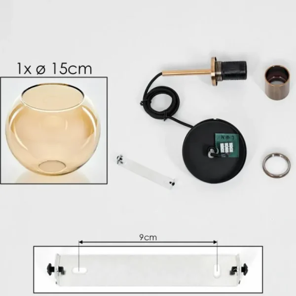 hofstein Suspension Verre 15 cm Koyoto Vieux laiton, 1 lumière* Lampes En Verre