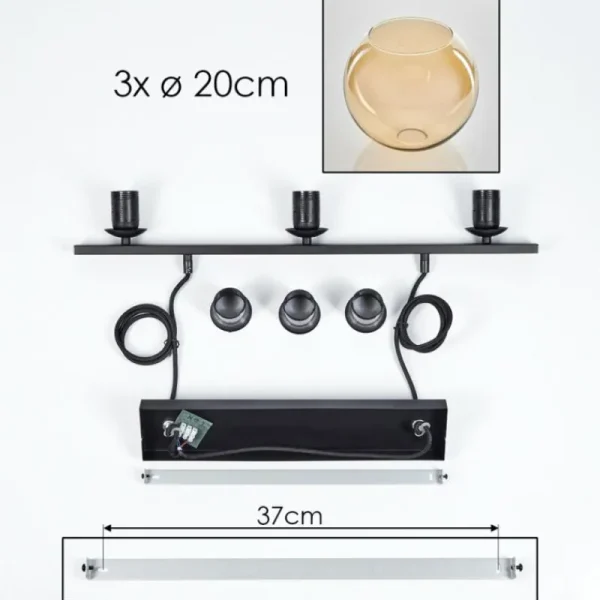 hofstein Suspension Verre 20 cm Koyoto Ambre, 3 lumières* Lampes En Verre