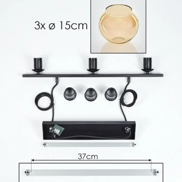 hofstein Suspension Verre 15 cm Koyoto Ambre, 3 lumières* Lampes En Verre