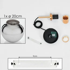 hofstein Suspension Verre 20 cm Koyoto Or, Noir, 1 lumière* Lampes En Verre
