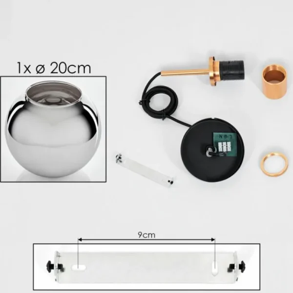 hofstein Suspension Verre 20 cm Koyoto Or, Noir, 1 lumière* Lampes En Verre