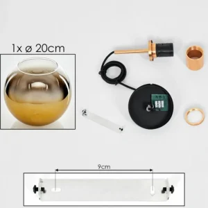hofstein Suspension Verre 20 cm Koyoto Or, Noir, 1 lumière* Lampes En Verre