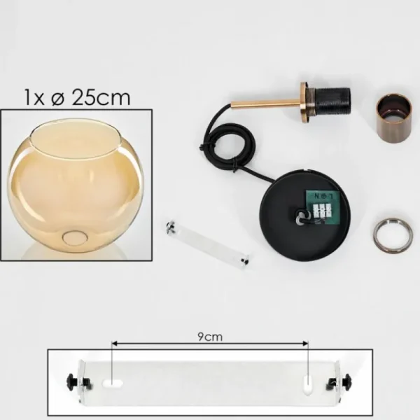 hofstein Suspension Verre 25 cm Koyoto Vieux laiton, 1 lumière* Lampes En Verre