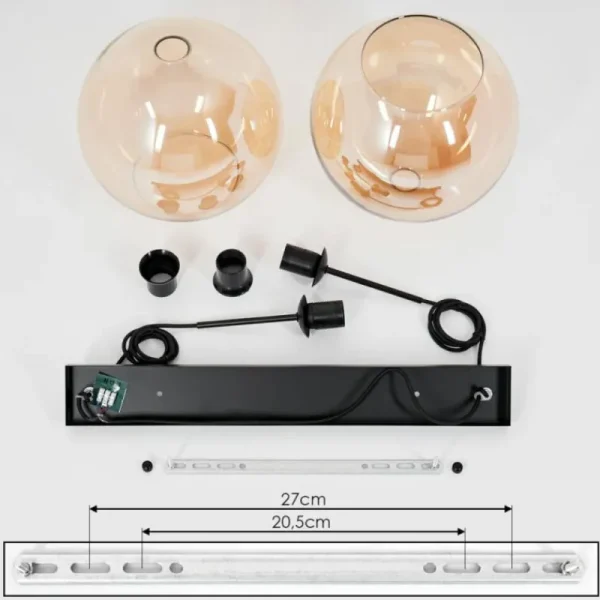 hofstein Suspension Verre 25 cm Koyoto Ambre, 2 lumières* Lampes En Verre