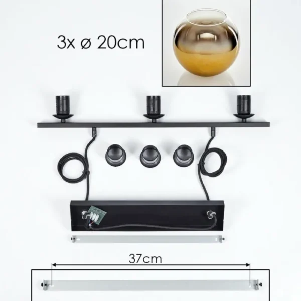 hofstein Suspension Verre 20 cm Koyoto Or, Clair, 3 lumières* Lampes En Verre