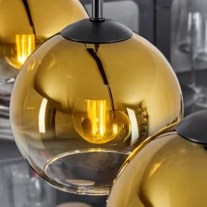 hofstein Suspension Verre 15 cm Koyoto Or, Clair, 5 lumières* Lampes En Verre