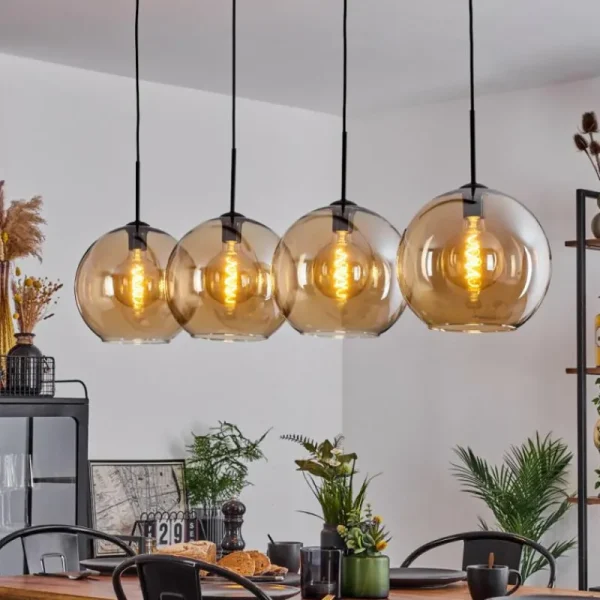 hofstein Suspension Verre 30 cm Koyoto Ambre, 4 lumières* Lampes En Verre