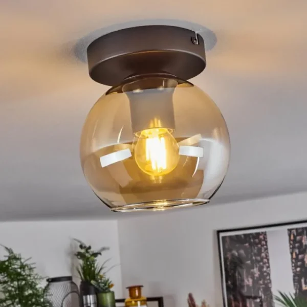 hofstein Suspension Verre 15 cm Koyoto Ambre, 1 lumière* Lampes En Verre