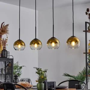 hofstein Suspension Verre 15 cm Koyoto Or, Clair, 4 lumières* Lampes En Verre
