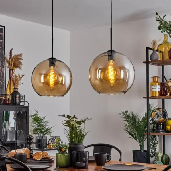 hofstein Suspension Verre 30 cm Koyoto Ambre, 2 lumières* Lampes En Verre