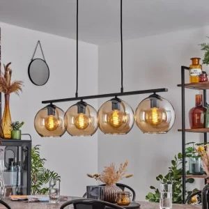 hofstein Suspension Verre 20 cm Koyoto Ambre, 4 lumières* Lampes En Verre