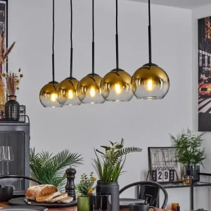 hofstein Suspension Verre 15 cm Koyoto Or, Clair, 5 lumières* Lampes En Verre