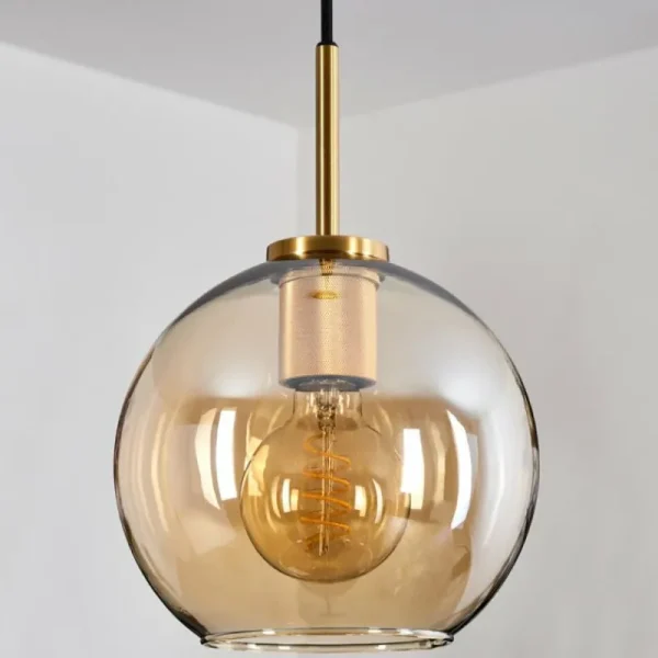 hofstein Suspension Verre 20 cm Koyoto Or, Noir, 1 lumière* Lampes En Verre