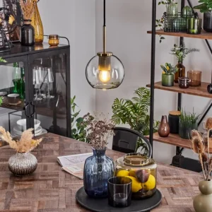 hofstein Suspension Verre 15 cm Koyoto Vieux laiton, 1 lumière* Lampes En Verre