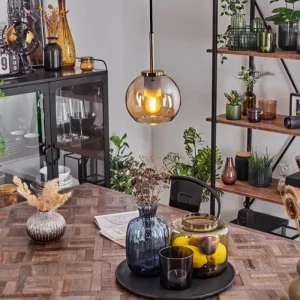 hofstein Suspension Verre 15 cm Koyoto Vieux laiton, 1 lumière* Lampes En Verre