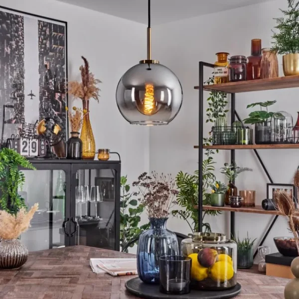 hofstein Suspension Verre 20 cm Koyoto Vieux laiton, 1 lumière* Lampes En Verre