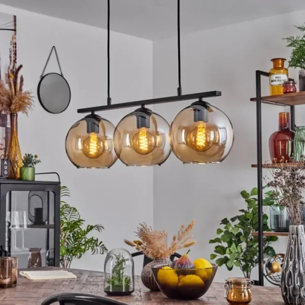 hofstein Suspension Verre 20 cm Koyoto Ambre, 3 lumières* Lampes En Verre