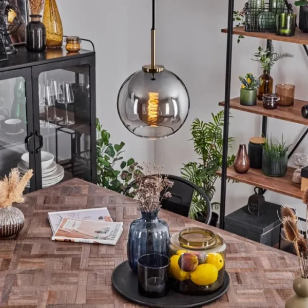 hofstein Suspension Verre 20 cm Koyoto Vieux laiton, 1 lumière* Lampes En Verre