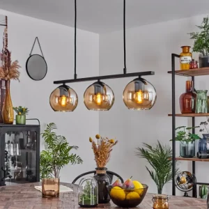 hofstein Suspension Verre 15 cm Koyoto Ambre, 3 lumières* Lampes En Verre