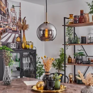 hofstein Suspension Verre 20 cm Koyoto Or, Noir, 1 lumière* Lampes En Verre